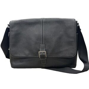 BOCONI‎ Black Tumbled Leather Briefcase Padded Attaché Case RFID Protection